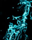 Blue flame fire on black background Royalty Free Stock Photo