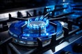 Blue flame on a gas stove burner