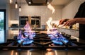 Kitchen Burner With Blue Flame Royalty Free Stock Photo