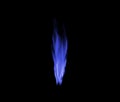 Blue flame, heat and light on black background with texture, pattern and burning energy. Fire, fuel or flare isolated on