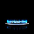 Blue flame at kitchen stove gas Royalty Free Stock Photo