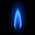 Blue flame natural gas on black background Royalty Free Stock Photo