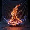 Blue flames appear at the base, adding contrast to the compositio Royalty Free Stock Photo