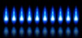 Blue flames of a burning natural gas Royalty Free Stock Photo