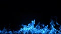 Blue Flames Fiery Beauty on a Black Background. created with Generative AI