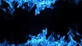 Blue Flames Fiery Beauty on a Black Background. created with Generative AI