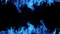 Blue Flames Fiery Beauty on a Black Background. created with Generative AI