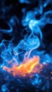blue flames of fire on black background close-up, abstract background Royalty Free Stock Photo