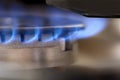 Blue Flames from a gas burner Royalty Free Stock Photo