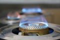 Blue flames of gas burning from a kitchen gas stove Royalty Free Stock Photo