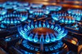 A blue flames gas oven orange tongues of blue flame Royalty Free Stock Photo