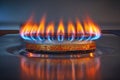 A blue flames gas oven orange tongues of blue flame Royalty Free Stock Photo