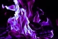 Blue flames. Wallpaper, abstract background. Unusual color of bonfire and fire