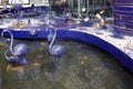 Blue flamingos in Siam Paragon shopping mall.