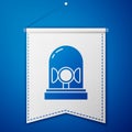 Blue Flasher siren icon isolated on blue background. Emergency flashing siren. White pennant template. Vector