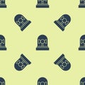Blue Flasher siren icon isolated seamless pattern on yellow background. Emergency flashing siren. Vector Royalty Free Stock Photo