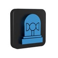 Blue Flasher siren icon isolated on transparent background. Emergency flashing siren. Black square button.