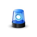 Blue flashing police beacon alarm. Police light siren emergency equipment. Danger flash ambulance beacon