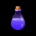Blue flask icon, cartoon style