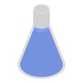 Blue flask icon, isometric style