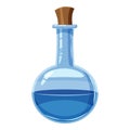 Blue flask of potion icon, cartoon style
