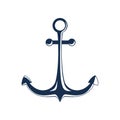 Blue flat anchor isolated on a white background