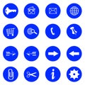 Blue flat buttons with internet icons