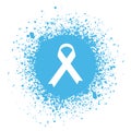 Blue flat Cancer Awarness ribbon with splashes. Men`s health