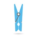 Blue flat clothes peg isolated icon