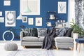 Blue flat with corner sofa