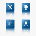 Blue Flat Design Icons, Science And Technology, Collection Royalty Free Stock Photo