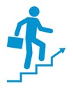 Blue flat Icon of the person who climbs the stairs