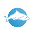 Blue flat logo shark for company, business, club and sport team. Royalty Free Stock Photo