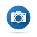 Blue flat photo camera icon