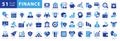 Blue Flat Style Finance Icons big set