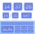 Blue flat time counter with flip calendar