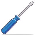 Blue flathead screwdriver illustration, repair and fixing tool Royalty Free Stock Photo