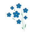 blue flax flowers. Five petals with a yellow center. Agroculture