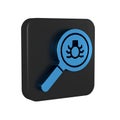 Blue Flea search icon isolated on transparent background. Black square button.