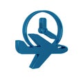 Blue Flight time icon isolated on transparent background.