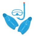 Flippers with diving snorkel and mask