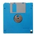 Blue floppy disk back with blank label on white background, clipping path Royalty Free Stock Photo