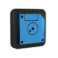 Blue Floppy disk for computer data storage icon isolated on transparent background. Diskette sign. Black square button. Royalty Free Stock Photo