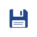 Blue floppy disk icon symbolizes data saving. Depicts a stylized, simplified version of Royalty Free Stock Photo