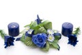 Blue floral decoration with candles Royalty Free Stock Photo