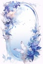 a blue floral frame with butterflies and flowers Royalty Free Stock Photo