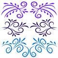 Blue floral frame decoration elements set. Royalty Free Stock Photo