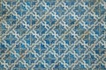 Blue floral pattern hand-painted in baroque style on ceramic tiles