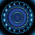 Blue floral vector 3d mandala pattern. Greek style ornamental modern background. Abstract flower. Greek key meanders circle frame Royalty Free Stock Photo