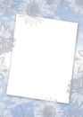 Blue flower background. White paper sheet Royalty Free Stock Photo